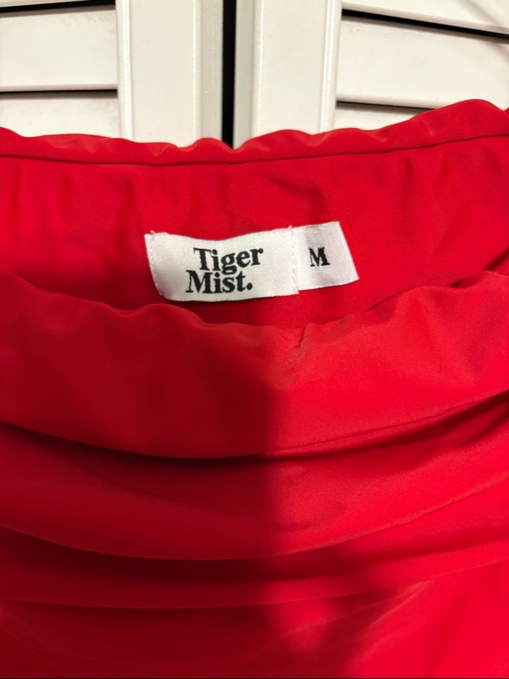 Tiger Mist Off-Shoulder Red Ruched Bodycon Dress Size M - Picture 2 of 7